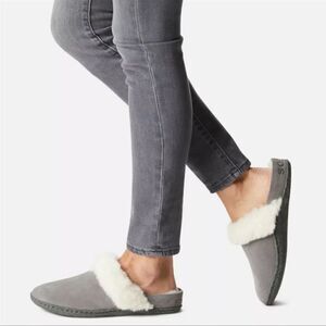 NEW SOREL faux fur slippers grey 5